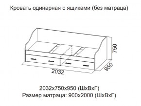 Кровать одинарная с ящиками (Без матраца 0,9*2,0) в Чайковском - chajkovskij.magazin-mebel74.ru | фото